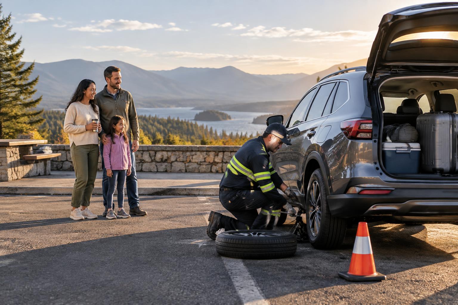 Driver getting roadside help